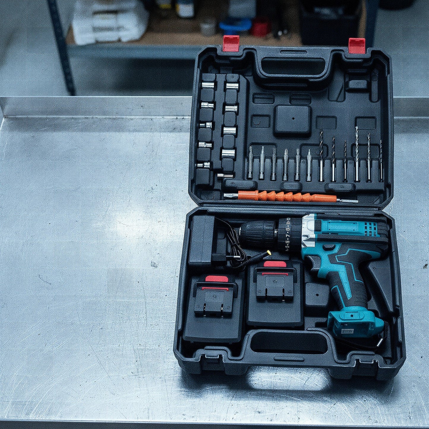 MaestroKit™ — Taladro Inalámbrico + 2 Baterías + Kit de Accesorios