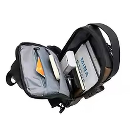 Interior de la Mochila Antirobo con bolsillos organizadores